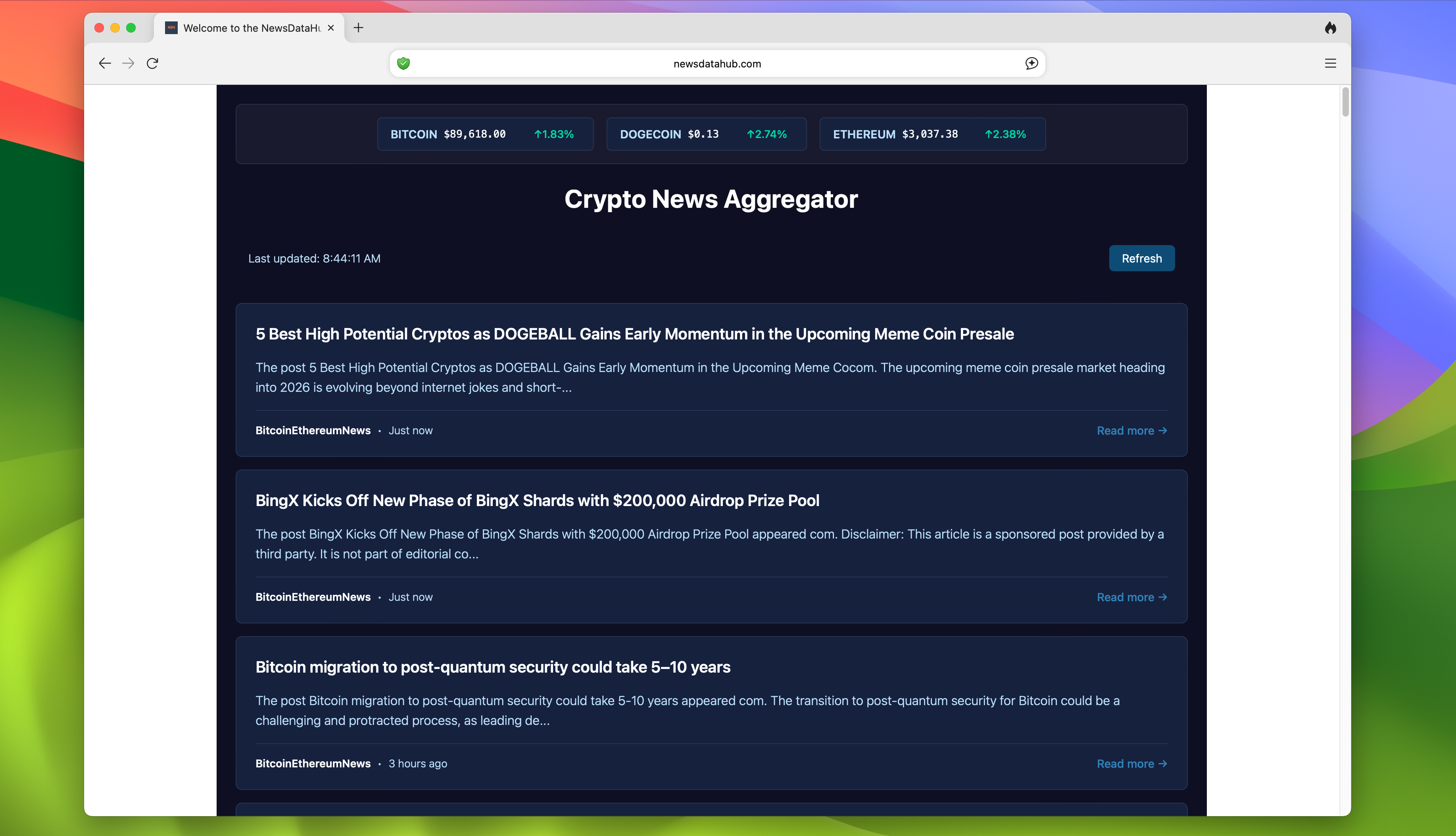 Crypto News Aggregator Preview